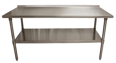 18 Gauge Stainless Steel Work Table Undershelf  1.5" Riser 72"x30"