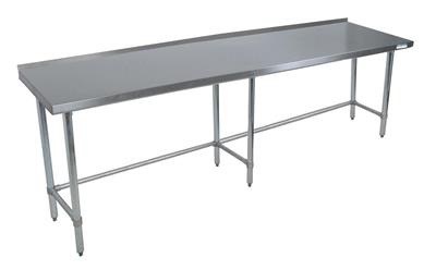 18 Gauge Stainless Steel Work Table Open Base  1.5 Riser 96"Wx18"D