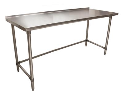 18 Gauge Stainless Steel Work Table Open Base  1.5 Riser 72"Wx24"D