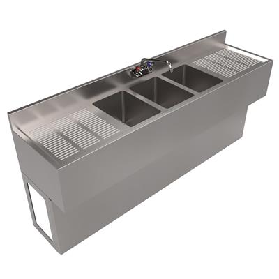 18"X72" Stainless Steel Underbar Sink 3 Compartment 2 Drainboards and Faucet