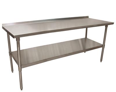 18 Gauge Stainless Steel Work Table With Undershelf 1.5" Riser 72"Wx30"D