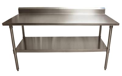 18 Gauge Stainless Steel Work Table  With Undershelf 5" Riser 72"Wx30"D