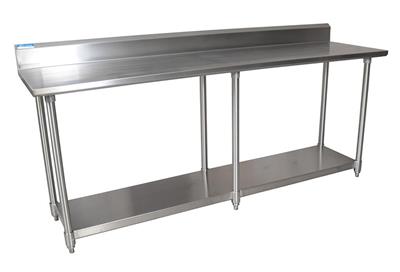 18 Gauge Stainless Steel Work Table  With Undershelf 5" Riser 96"Wx30"D