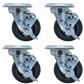 Set of (4) 4" Gray Rubber Wheel Swivel Caster With 2-3/8"X3-5/8" Top Plate With Top Lock Brake