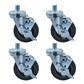 Set of (4) 4" Gray Rubber Wheel 3/4"-10x1" Threaded Stem Swivel Casters With Top Lock Brake