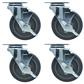 Set of (4) 5" Gray Rubber Wheel Swivel Caster With 2-3/8"X3-5/8" Top Plate With Top Lock Brake