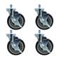 Set of (4) 5" Polyurethane Wheel 5/8"-13x1" Threaded Stem Swivel Casters With Top Lock Brake