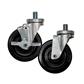 5" Phenolic Swivel Caster With 3/4"-10x1" Threaded Stem Oven Caster - Qty 4 (2 With Top Lock Brake)