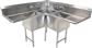 Stainless Steel 3 Compartment Corner Sink w/ Dual 18" Drainboards 18X18X14