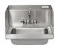 Stainless Steel Hand Sink w/ Side Splashes, Faucet 2 Holes 14"Wx10"