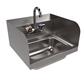 Stainless Steel Hand Sink w/Side Splashes & Faucet, 2 Holes 14”x10”x5”