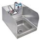 Space Saver Hand Sink With Side Splashes, Faucet, 2 Holes 9"x9" Bowl