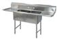 Stainless Steel 2 Compartment Sink w/ Dual 18" Drainboards 16X20X12D Bowls