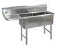 Stainless Steel 2 Compartment Sink w/ 24" Left Drainboard 24X24X14D Bowls