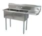 Stainless Steel 2 Compartment Sink w/ 24" Right Drainboard 24X24X14D Bowls
