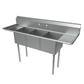 Stainless Steel 3 Compartment Convenience Store Sink Dual 12" Drainboards 14X16X12D
