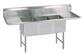 Stainless Steel 3 Compartment Sink w/ Dual 15" Drainboards 15X15X14D Bowls