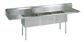 Stainless Steel 3 Compartment Sink w/ & Dual 24" Drainboards 24X24X14D Bowls