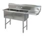 Stainless Steel 2 Compartment Sink 10" Riser Right Drainboard 24X24X14D Bowls