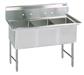Stainless Steel 3 Compartment Sink, 10" Riser 24X24X14D Bowls