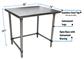 16 Gauge Stainless Steel Work Table Open Base Galvanized Legs 48"Wx24"D