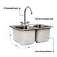 Stainless Steel 2 Compartment Dropin Sink 10"x14"x10" Bowls w/Faucet