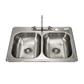 Stainless Steel 2 Compartment Dropin Sink 14"x16"x6" Bowls No Drains w/Faucet