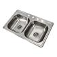 Stainless Steel 2 Compartment Dropin Sink 14"x16"x6" Bowls No Drains