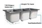 Stainless Steel 3 Compartment Dropin Sink 10"x10"x14" Bowl
