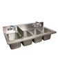4 Compartment Dropin Sink with 5" Risher Hinged Doors, Side Splashed and 2 Faucets