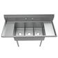 Stainless Steel 3 Compartment Economy Sink Dual 12"Drainboards 12"x20"x10"