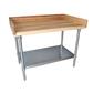 Hard Maple Bakers Top Table W/Galvanized Undershelf, Oil Finish 48X36