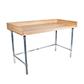Hard Maple Bakers Top Table W/Galvanized Open Base, Oil Finish 72LX36W