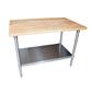Hard Maple Flat Top Table W/Stainless Undershelf, Oil Finish 96"Lx36"W