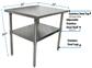 14 Gauge Stainless Steel Work Table With Stainless Steel Undershelf 24"Wx24"D