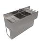 18"X48" Stainless Steel Underbar Sink 2 Compartment w/ 2 Drainboards and Faucet