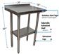 18 Gauge Stainless Steel Work Table  With Undershelf 1.5" Riser 24"Wx18"D