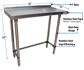 18 Gauge Stainless Steel Work Table With Open Base 1.5" Riser 36"Wx18"D